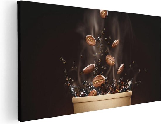 Artaza - Peinture sur toile - Tasse à Café avec des grains de Grains de café dedans - 40 x 20 - Klein - Photo sur toile - Impression sur toile