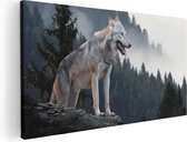 Artaza Canvas Schilderij Grijze Wolf In De Bossen - 60x30 - Foto Op Canvas - Canvas Print