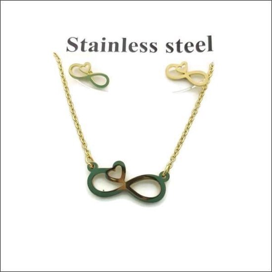 Aramat jewels ® - Sieradenset oorbellen en ketting infinity goudkleur dames 50cm