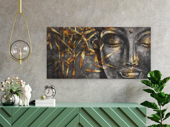 Artaza - Peinture sur toile - Bouddha doré de l'aquarelle - Abstrait - 40 x 20 - Klein - Photo sur toile - Impression sur toile