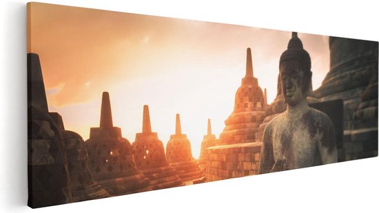 Artaza Canvas Schilderij Boeddha Beeld In Een Tempel - 60x20 - Foto Op Canvas - Canvas Print