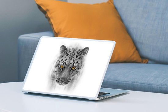 Sticker pour ordinateur portable - 12,3 pouces - Léopard - Zwart - Wit - Tasse