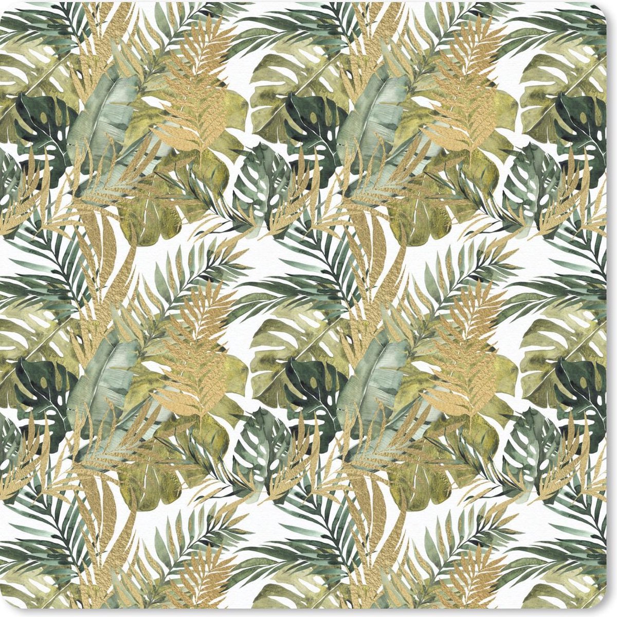 Muismat 20x20 cm - Mousepad Tropical - Groen - Blad - Muismatten