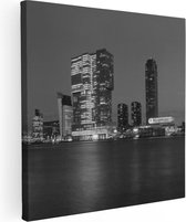 Artaza Canvas Schilderij Rotterdamse Skyline - Zwart Wit - 60x60 - Foto Op Canvas - Canvas Print