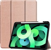 Hoes Geschikt voor iPad Air 2020 Hoes Luxe Hoesje Case Met Uitsparing Geschikt voor Apple Pencil - Hoesje Geschikt voor iPad Air 4 2020 Hoes Cover - Rosé goud