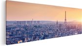 Artaza Canvas Schilderij Skyline Van Parijs Tijdens Zonsondergang - 60x20 - Foto Op Canvas - Canvas Print