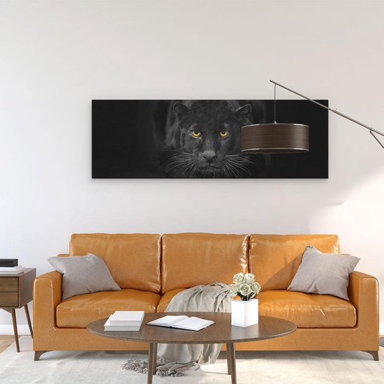 Artaza - Peinture sur toile - Panthère noire aux yeux Oranje - 120 x 40 - Groot - Photo sur toile - Impression sur toile