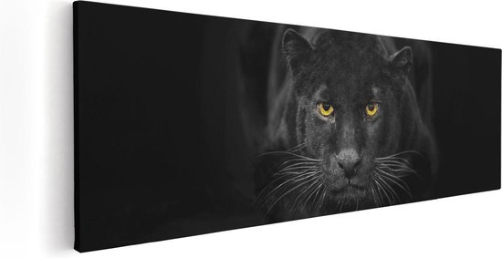 Artaza - Peinture sur toile - Panthère noire aux yeux Oranje - 120 x 40 - Groot - Photo sur toile - Impression sur toile