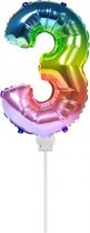 folieballon Regenboog cijfer 3 36 cm