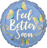 ballon Feel Better Butterflies 43 cm folie blauw