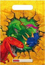 uitdeelzakjes dinosaurus junior 29 x 18 cm oranje 6 stuks