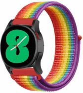 Strap-it Samsung Galaxy Watch 4 - 44mm nylon band - regenboog