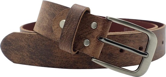 Jeans riem Bruin - Echt leren riem - Heren Riemen Leer - Taillemaat 90 - Brede leren riem - Casual - Trendy