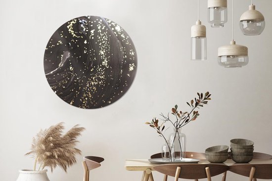 Wall Circle - Wall Circle - Marbre - Goud - Zwart - Motifs - Aluminium - Dibond - 90x90 cm - Intérieur et Extérieur