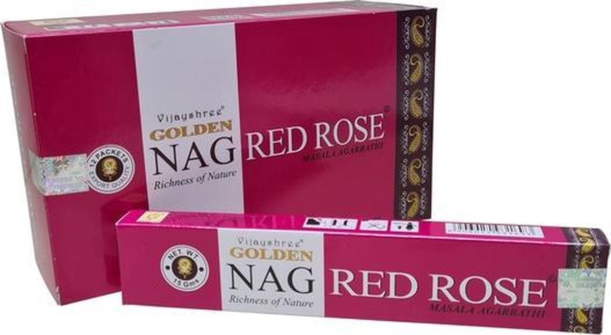 Goedkoopste Golden Nag Red Rose wierookstokjes (12 pakjes van 15 gram
