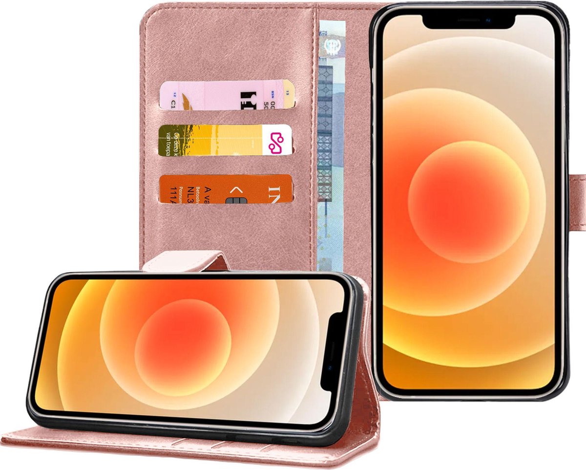 Geschikt voor iPhone 12 Mini - Bookcase Roségoud - Portemonnee Hoesje