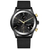 Longbo - Heren Horloge - Zwart/Zwart - 43mm