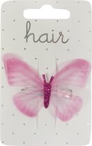 Haarspeldjes duckclip 6.0cm Vlinder met Glitter - Fuchsia - 1 stuk