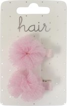 Haarspeldjes duckclip 4.0cm Chiffon Rozet - Roze - 2 stuks