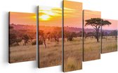 Artaza Canvas Schilderij Vijfluik Zonsondergang In De Savanne - 100x50 - Foto Op Canvas - Canvas Print