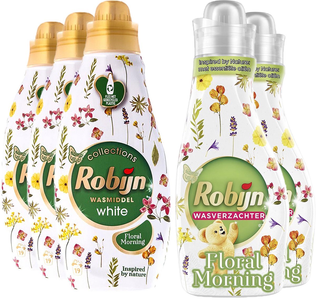 Robijn Floral Morning wasmiddel 3x19 wasbeurten + Wasverzachter 2x30  wasbeurten -... | bol