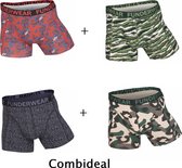 Funderwear - kleuter/kinder/tiener - Ondergoed / boxers - jongens - Jungle Safari - 3+1 = 4 boxers - maat 128