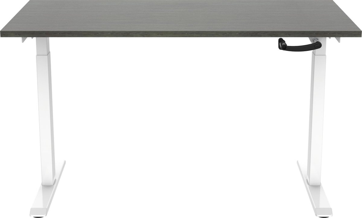 OrangeLabel S1 Desk wit onderstel/blad: Logan eik 120x80cm. Zit/sta met slingerverstelling