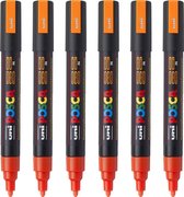 Posca Stiften PC-5M Medium Tip - verfstiften - Fluor oranje - 6 stuks
