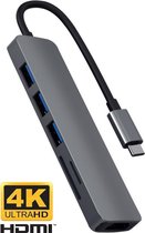 Rolio Usb-hub - USB-C - HDMI - SD-kaart/Micro SD-lezer - Grijs