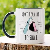 Don't tell me to smile - Customized mokken en bekers - mokken met tekst - mokken - bekers - cadeautje - cadeau voor vrouw - cadeau vor man - keramiek servies - cadeautje voor haar - cadeautje