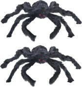 Halloween - 3x Horror nep spinnen zwart 28 cm - Halloween thema decoratie
