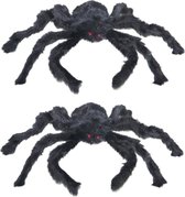 Halloween - 3x Horror nep spinnen zwart 28 cm - Halloween thema decoratie