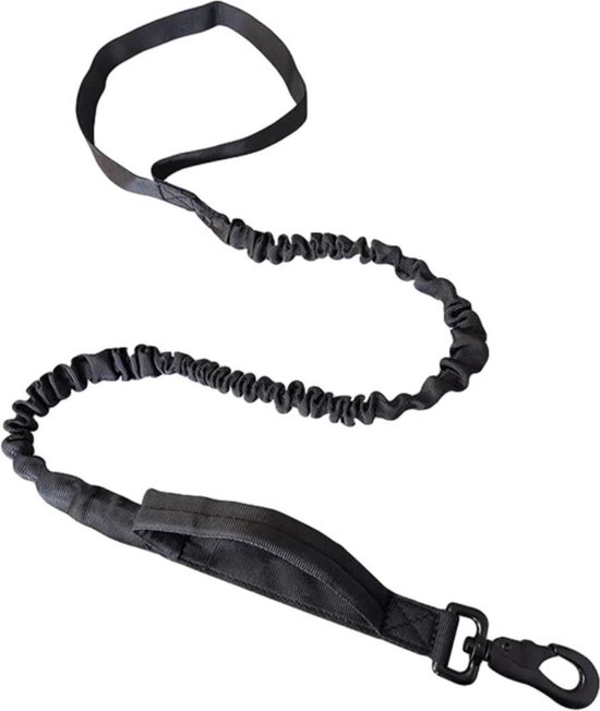 Hoog kwaliteit Hondenriem Intrekbare,Tactische hondenriem Dubbele handgreep, 2.5 breed (100-135cm) lang Zwart kleur