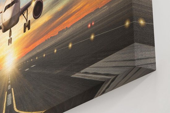 Artaza Peinture Sur Toile Avion Avec Un Atterrissage À L'Aéroport - 80x80 - Groot - Photo Sur Toile - Impression Sur Toile