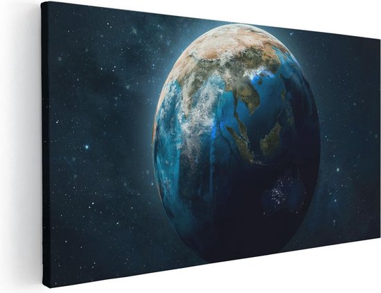 Artaza Canvas Schilderij De Aarde Vanuit De Ruimte - 100x50 - Groot - Foto Op Canvas - Canvas Print