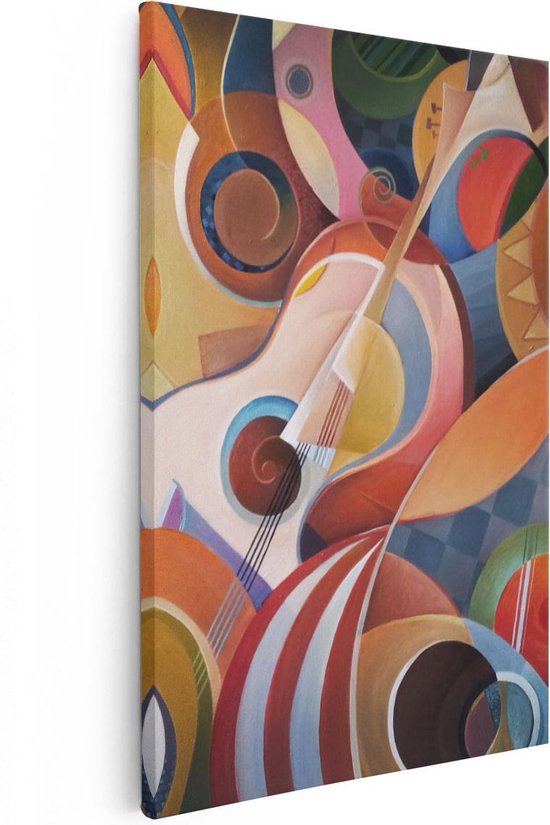 Artaza Canvas Schilderij Kleurrijke Gitaar Achtergrond - Abstract - 60x90 - Foto Op Canvas - Canvas Print