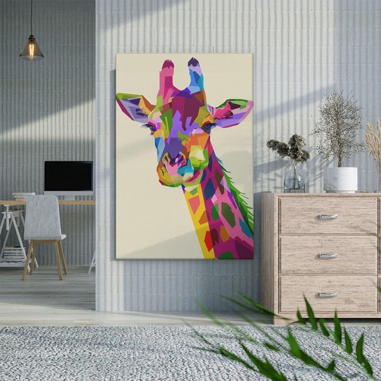Artaza Peinture Sur Toile Girafe Colorée - Abstrait - 60x90 - Photo Sur Toile - Impression Sur Toile