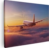 Artaza Peinture Sur Toile Avion Dans Les Nuages Au Coucher Du Soleil - 40x30 - Klein - Photo Sur Toile - Impression Sur Toile