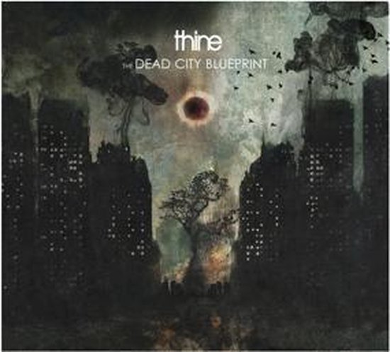 Albumcover van The Dead City Blueprint, met een duistere, apocalyptische stad onder een bloedrode zon.