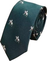 Stropdas groen- paard-ruiter-100% polyester- 6 cm - extra dasspeld-Charme Bijoux