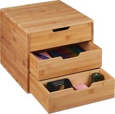 bureau organizer bamboe - 3 lades - kantoorartikelen - 26 x 30 x 31,5 cm