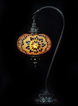 Handgemaakte Turkse lamp Oosterse boogmodel 45 met bruine mozaïek galzen bol