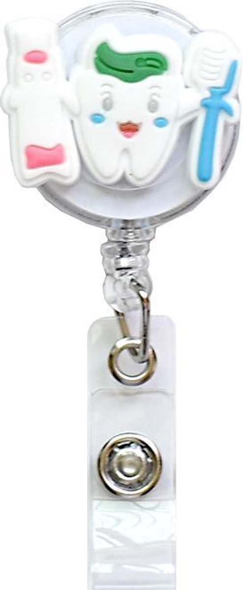 Badgehouder met trekkoord 60 cm - clip - afrolmechanisme - tandarts