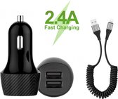 24W Autolader met iPhone Kabel - Veilig en Compact - Snellader - Auto Oplader - Sigaretten Aansteker - Laad 2x zo snel