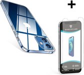 ShieldCase Ultra thin silicone case geschikt voor Apple iPhone 12 Mini - 5.4 inch - transparant + glazen Screen Protector