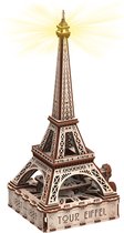 Monsieur. Puzzle Playwood 3D en bois - Tour Eiffel - avec éclairage LED - 10205 - 18,5x16x38cm