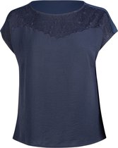 Promiss - Female - T-shirt met kant  - Marineblauw