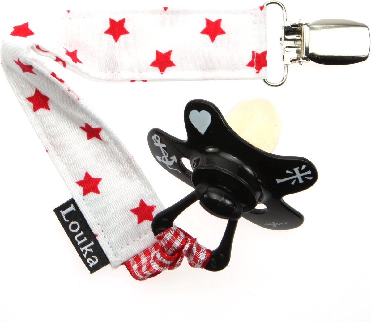 Goedkoopste Louka Speenkoord wit met rode ster - speenketting