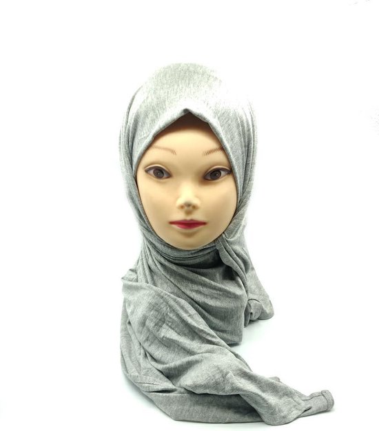 Licht grijse hoofddoek, katoen hijab.