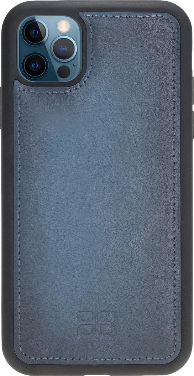 Bouletta geschikt voor iPhone 12 (Pro) leren BackCover hoesje - Midnight Blue